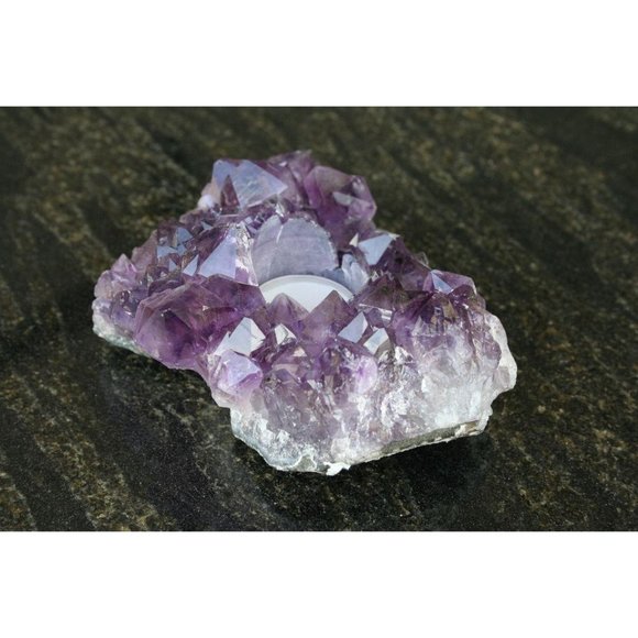 NATURAL AMETHYST TEA LIGHT CANDLE HOLDER - Picture 8 of 10